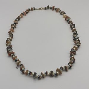 Vintage Shell and Faux Pearl Necklace with Gold Tone Clasp Beach Style Summer